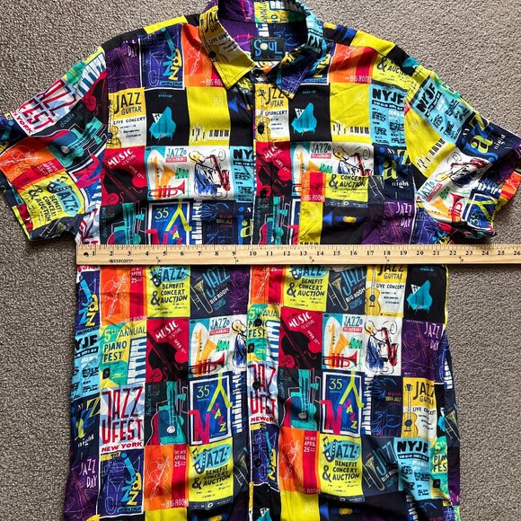 Disney Men’s Pixar “Soul” Movie Hawaiian Short Sleeve Button-Up Shirt | Size L - Picture 6 of 7